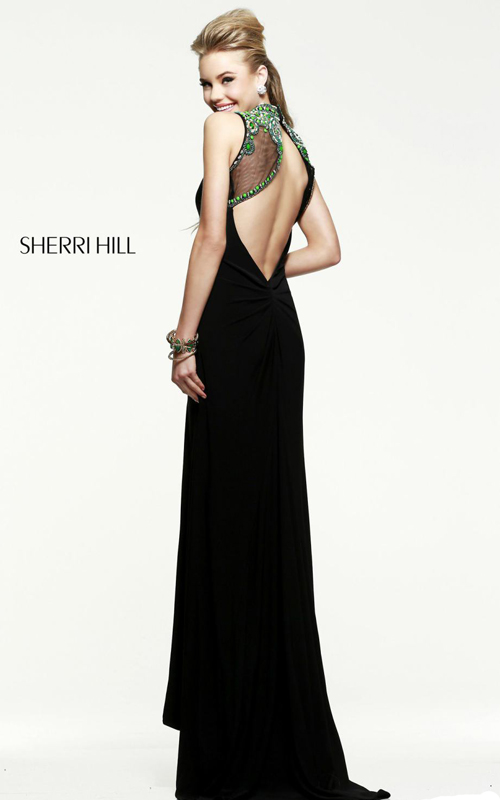 embellished sherri hill 21370 black prom dress 2015-1