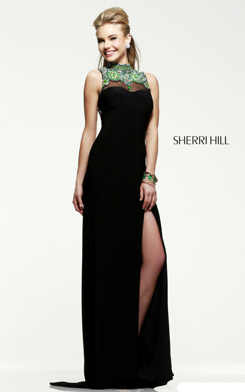 embellished sherri hill 21370 black prom dress 2015