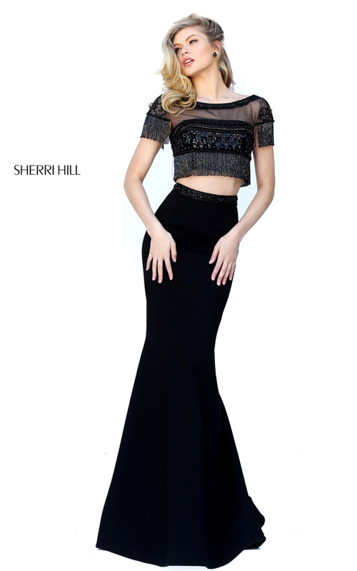 2016 Beads Two Piece Sherri Hill Homecoming Dress 50539 Black