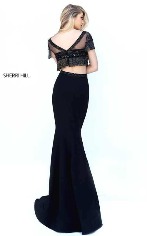 2016 Beads Two Piece Sherri Hill Homecoming Dress 50539 Black_1