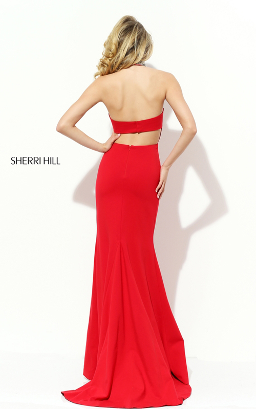 Halter Sherri Hill 50642 Open Back 2016 Prom Dress Red_1